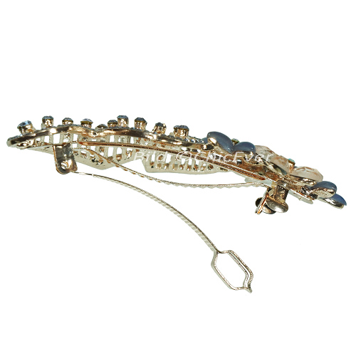 Haarclip Herzen & Blumen Haarspange Strass Metall Acryl champagner gelb türkis grau 5681b